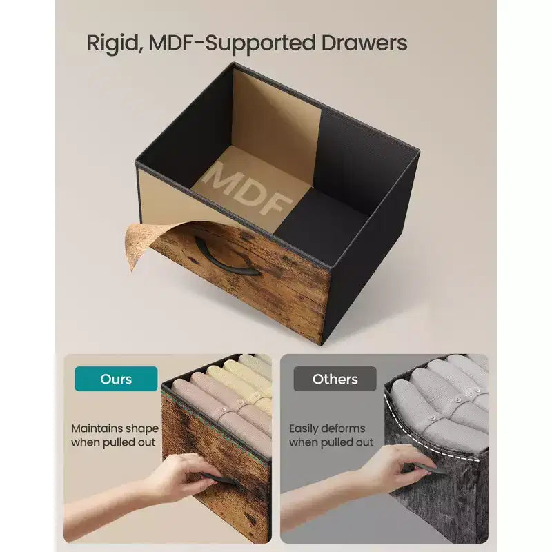 Comò Organizer a 9 Cassetti - Struttura in Acciaio con Cassetti in Tessuto Non Tessuto, Multiuso per Camera da Letto, Ufficio