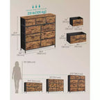 Comò Organizer a 9 Cassetti - Struttura in Acciaio con Cassetti in Tessuto Non Tessuto, Multiuso per Camera da Letto, Ufficio