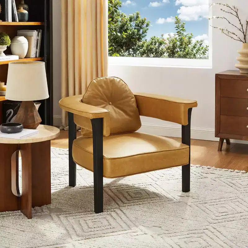 Sedia in pelle con telaio in legno di frassino