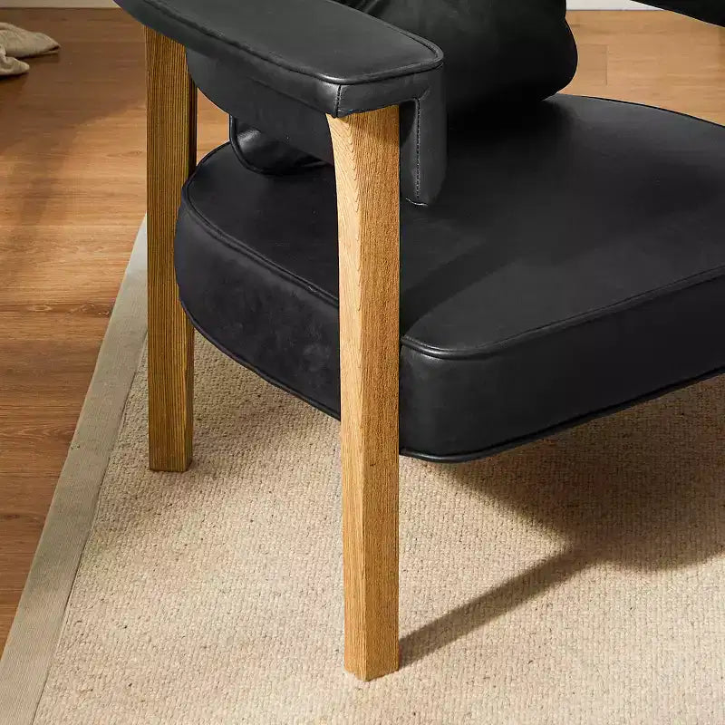 Sedia in pelle con telaio in legno di frassino