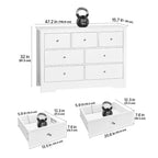 Comò a 7 cassetti, cassettiera in legno scorrevole con dispositivo antiribaltamento, comò moderno minimalista, bianco