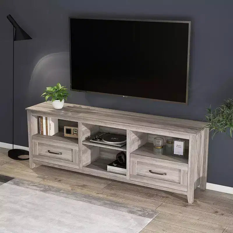 Mobile TV per TV fino a 70 pollici, mobile da intrattenimento, console multimediale con cassetti, ripiano aperto, ampio spazio di archiviazione, tavolino da buffet da cucina