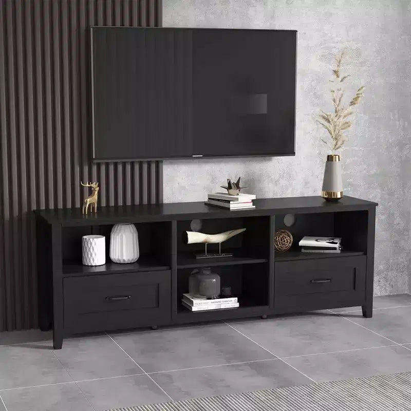 Mobile TV per TV fino a 70 pollici, mobile da intrattenimento, console multimediale con cassetti, ripiano aperto, ampio spazio di archiviazione, tavolino da buffet da cucina