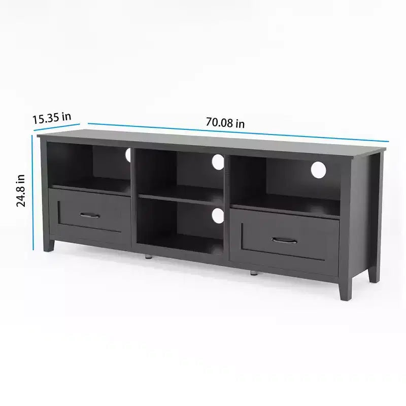 Mobile TV per TV fino a 70 pollici, mobile da intrattenimento, console multimediale con cassetti, ripiano aperto, ampio spazio di archiviazione, tavolino da buffet da cucina