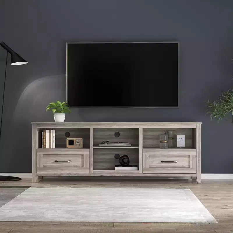 Mobile TV per TV fino a 70 pollici, mobile da intrattenimento, console multimediale con cassetti, ripiano aperto, ampio spazio di archiviazione, tavolino da buffet da cucina