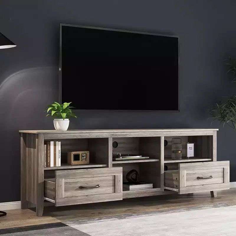 Mobile TV per TV fino a 70 pollici, mobile da intrattenimento, console multimediale con cassetti, ripiano aperto, ampio spazio di archiviazione, tavolino da buffet da cucina