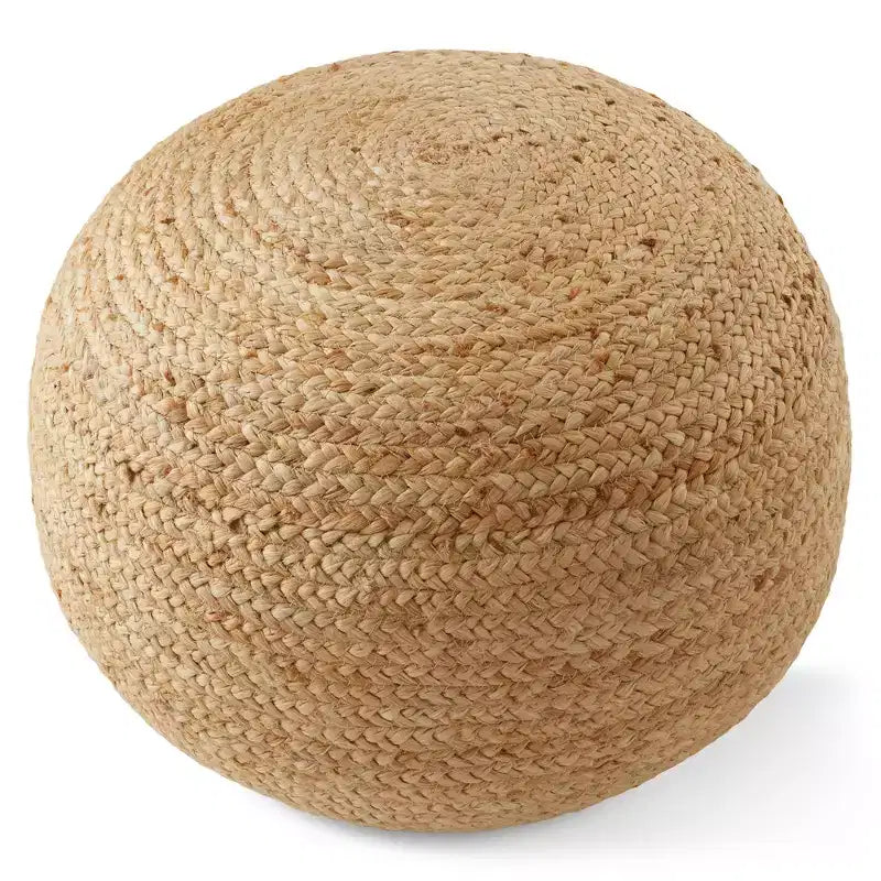 Pouf ottomano in juta intrecciato a mano, 19 rotondo x 10-1/2 poggiapiedi alto, poggiapiedi intrecciato naturale, decorazioni bohemien da fattoria per soggiorno, camera da letto