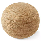 Pouf ottomano in juta intrecciato a mano, 19 rotondo x 10-1/2 poggiapiedi alto, poggiapiedi intrecciato naturale, decorazioni bohemien da fattoria per soggiorno, camera da letto