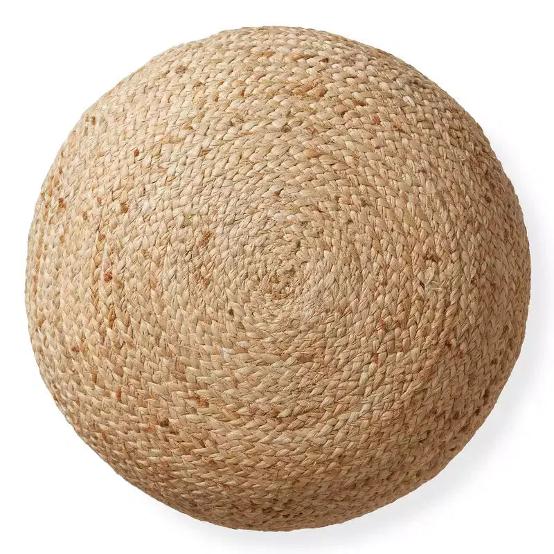 Pouf ottomano in juta intrecciato a mano, 19 rotondo x 10-1/2 poggiapiedi alto, poggiapiedi intrecciato naturale, decorazioni bohemien da fattoria per soggiorno, camera da letto
