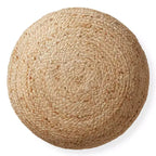 Pouf ottomano in juta intrecciato a mano, 19 rotondo x 10-1/2 poggiapiedi alto, poggiapiedi intrecciato naturale, decorazioni bohemien da fattoria per soggiorno, camera da letto