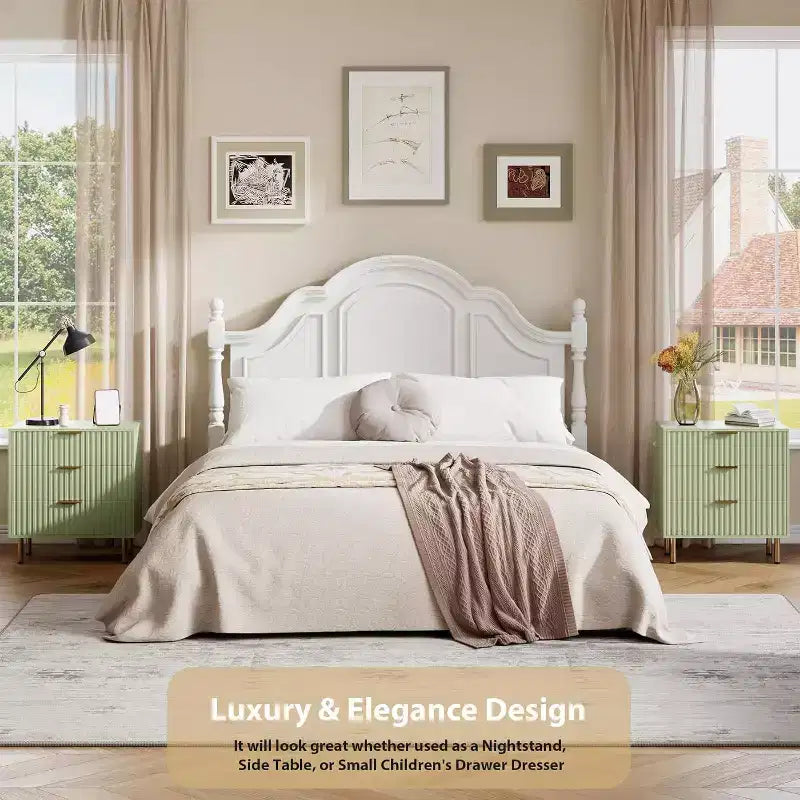 Comò a 3 cassetti per camera da letto, comodino moderno scanalato con cassetti profondi, cassettiera con piano largo, organizer in legno, tavolino