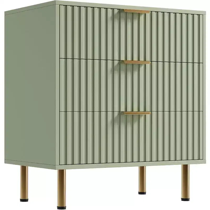 Comò a 3 cassetti per camera da letto, comodino moderno scanalato con cassetti profondi, cassettiera con piano largo, organizer in legno, tavolino