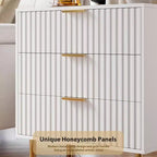 Comò a 3 cassetti per camera da letto, comodino moderno scanalato con cassetti profondi, cassettiera con piano largo, organizer in legno, tavolino