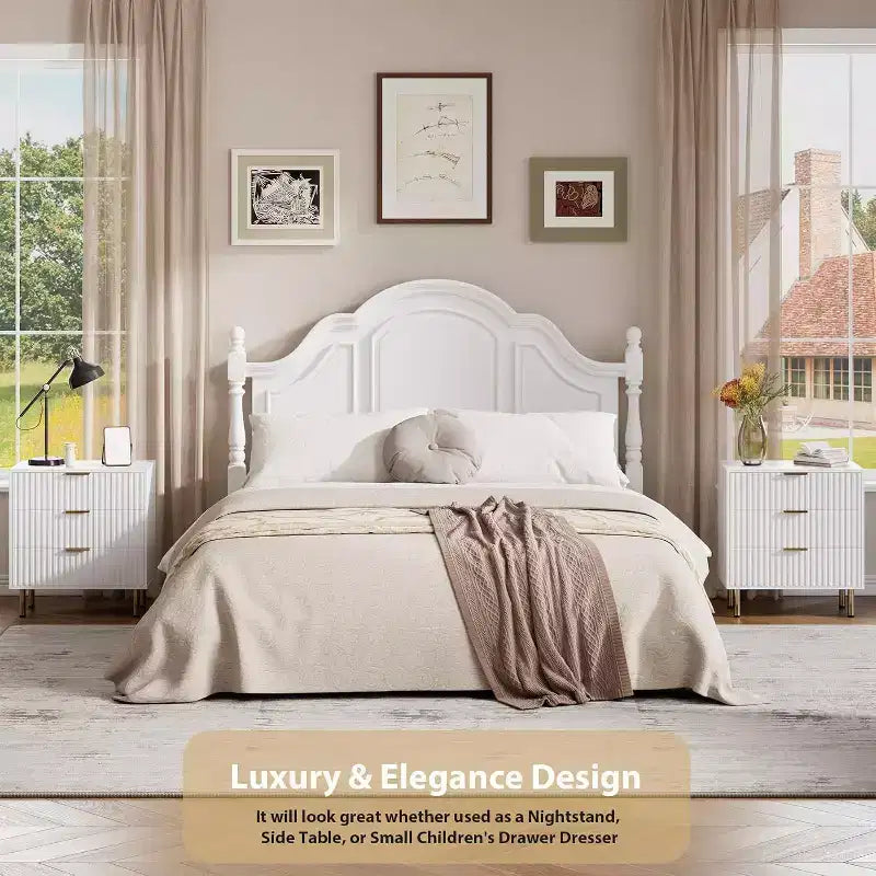 Comò a 3 cassetti per camera da letto, comodino moderno scanalato con cassetti profondi, cassettiera con piano largo, organizer in legno, tavolino