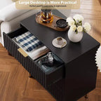 Comò a 3 cassetti per camera da letto, comodino moderno scanalato con cassetti profondi, cassettiera con piano largo, organizer in legno, tavolino