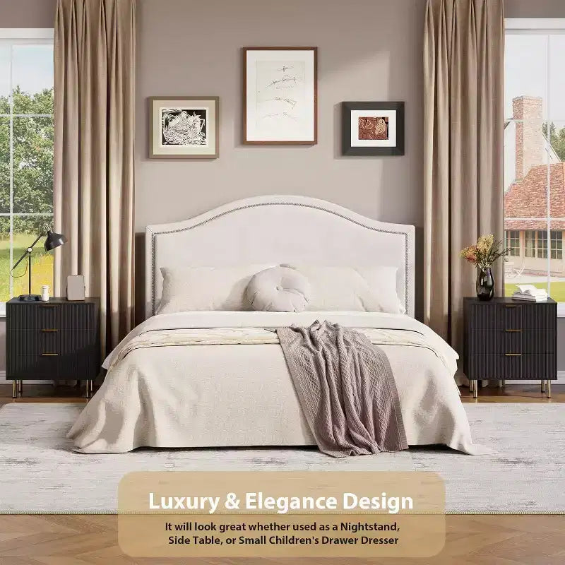 Comò a 3 cassetti per camera da letto, comodino moderno scanalato con cassetti profondi, cassettiera con piano largo, organizer in legno, tavolino