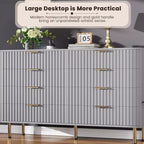 Cassettiera a 8 cassetti per camera da letto, Comò moderno scanalato con cassetti profondi, Organizer cassettiera in legno per soggiorno, corridoio, camera dei bambini