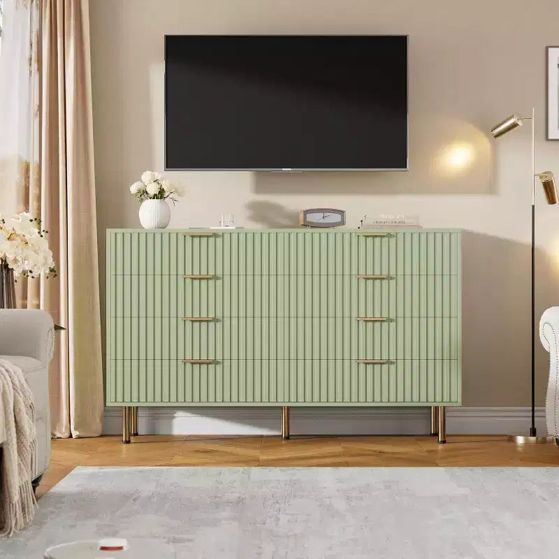 Cassettiera a 8 cassetti per camera da letto, Comò moderno scanalato con cassetti profondi, Organizer cassettiera in legno per soggiorno, corridoio, camera dei bambini
