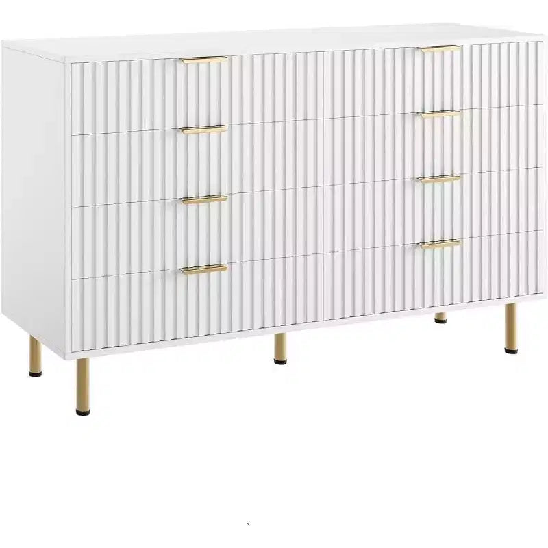 Cassettiera a 8 cassetti per camera da letto, Comò moderno scanalato con cassetti profondi, Organizer cassettiera in legno per soggiorno, corridoio, camera dei bambini