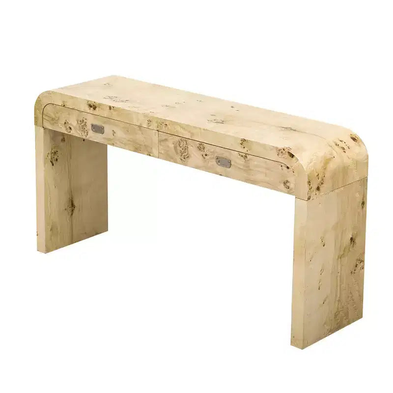 Consolle ad arco con cassetti, Tavolo da ingresso minimalista in legno con cassetti per ingresso