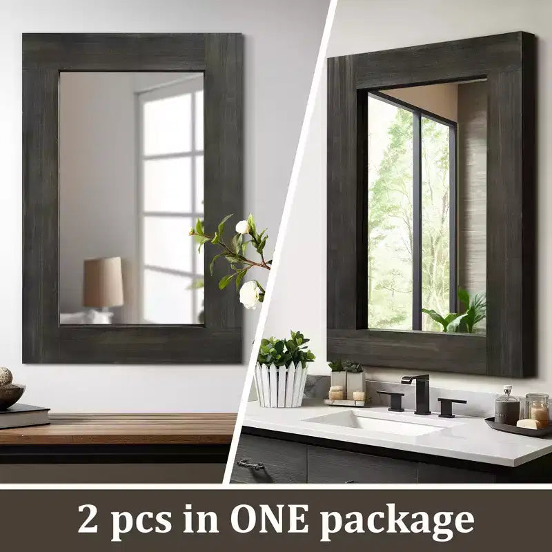 Specchio da bagno rustico con cornice in legno massello da parete per camera da letto, soggiorno, ingresso, decorazione da parete