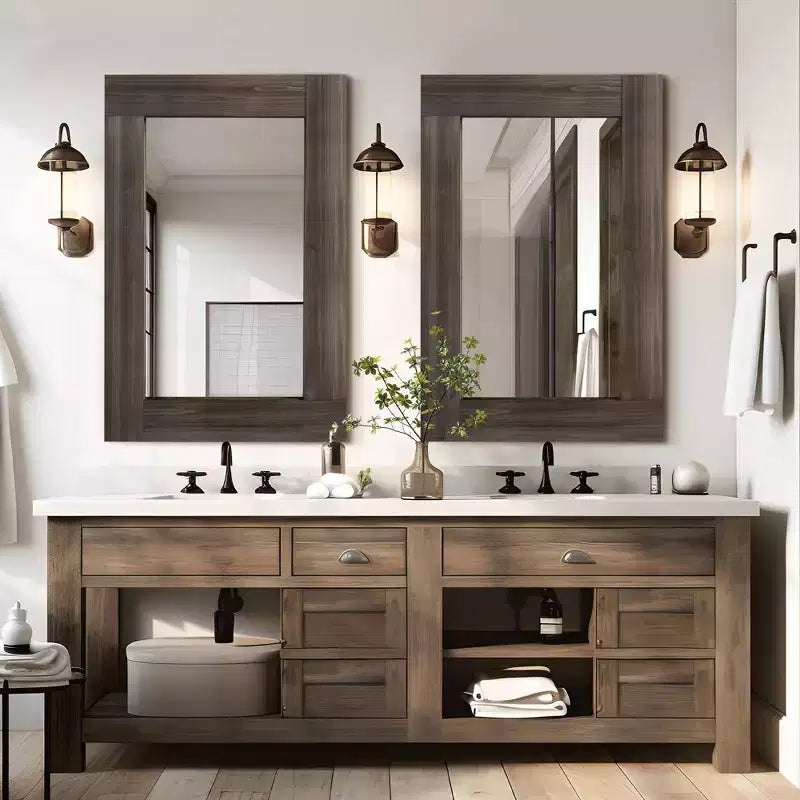 Specchio da bagno rustico con cornice in legno massello da parete per camera da letto, soggiorno, ingresso, decorazione da parete