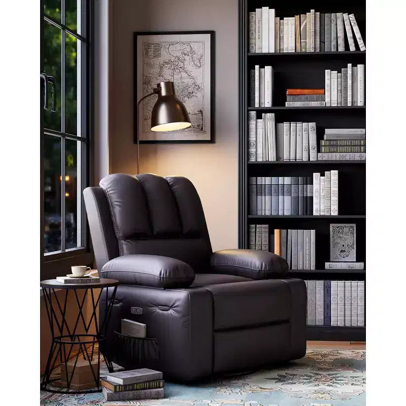 Poltrona reclinabile da 22'', manuale in pelle PU con portabicchieri e tasche laterali, design ergonomico per asilo nido, soggiorno, camera da letto