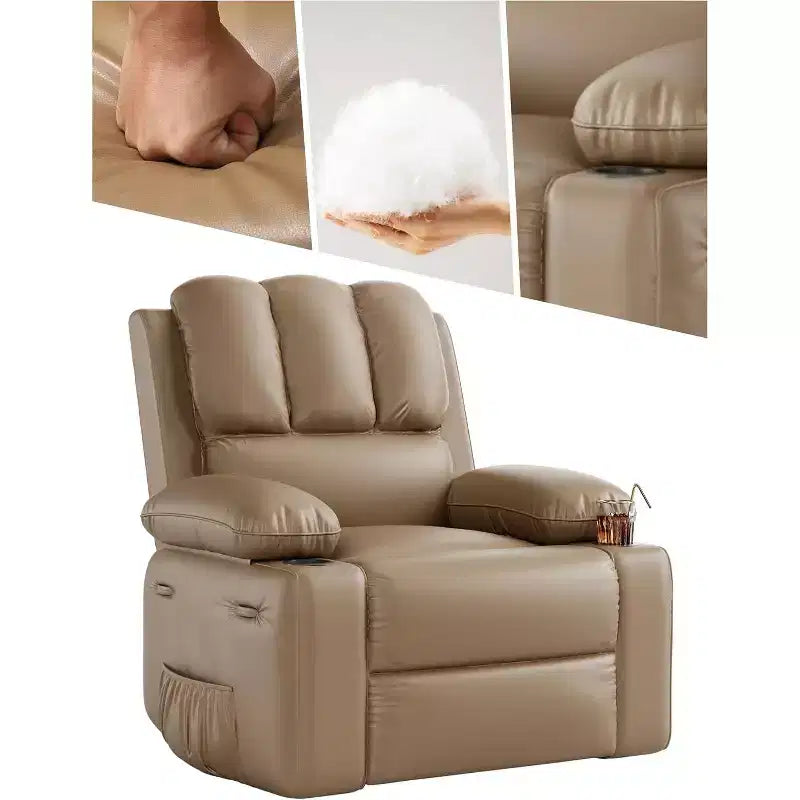 Poltrona reclinabile da 22'', manuale in pelle PU con portabicchieri e tasche laterali, design ergonomico per asilo nido, soggiorno, camera da letto