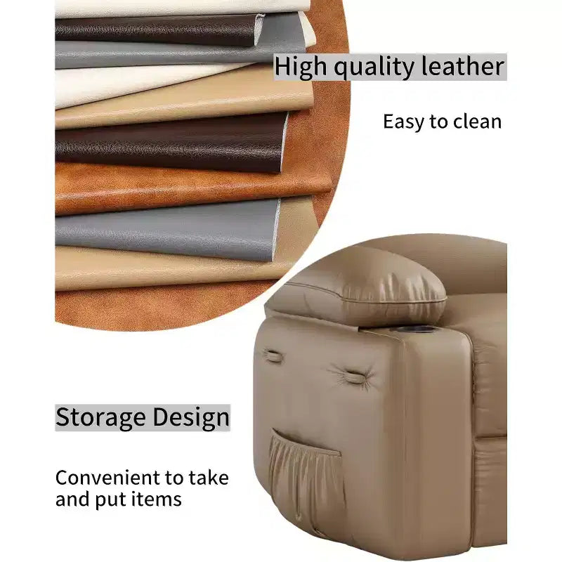 Poltrona reclinabile da 22'', manuale in pelle PU con portabicchieri e tasche laterali, design ergonomico per asilo nido, soggiorno, camera da letto