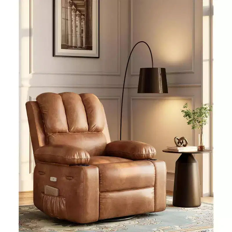 Poltrona reclinabile da 22'', manuale in pelle PU con portabicchieri e tasche laterali, design ergonomico per asilo nido, soggiorno, camera da letto