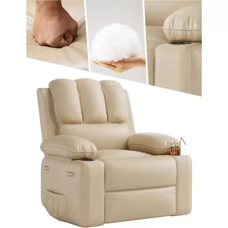 Poltrona reclinabile da 22'', manuale in pelle PU con portabicchieri e tasche laterali, design ergonomico per asilo nido, soggiorno, camera da letto