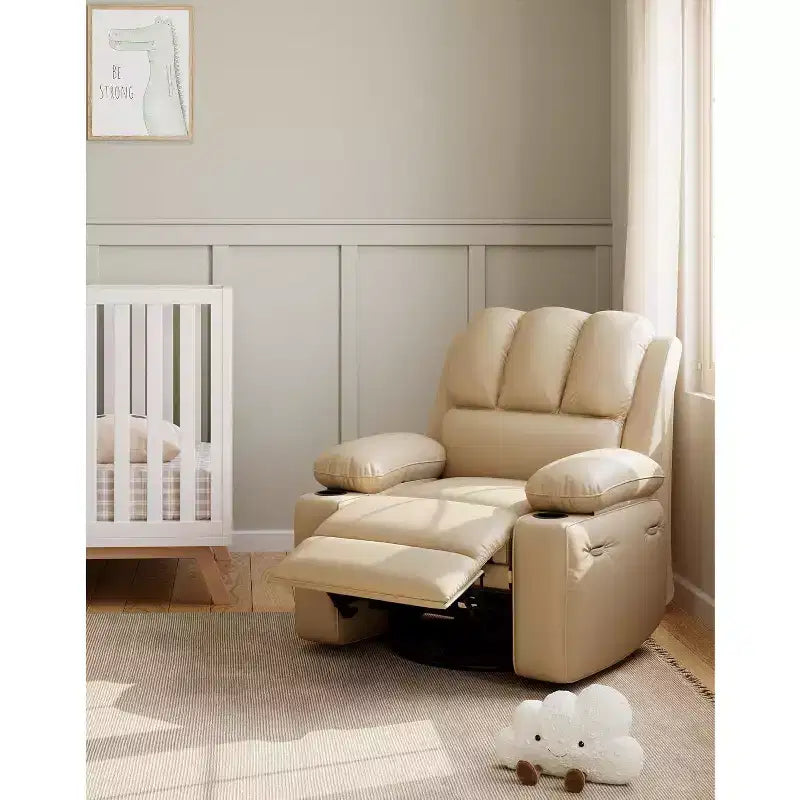 Poltrona reclinabile da 22'', manuale in pelle PU con portabicchieri e tasche laterali, design ergonomico per asilo nido, soggiorno, camera da letto