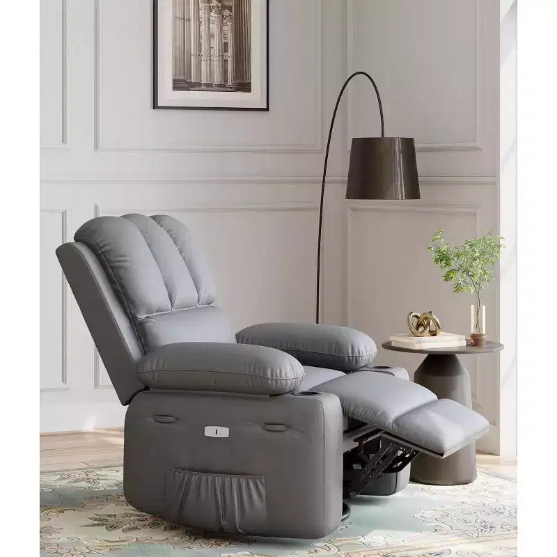 Poltrona reclinabile da 22'', manuale in pelle PU con portabicchieri e tasche laterali, design ergonomico per asilo nido, soggiorno, camera da letto