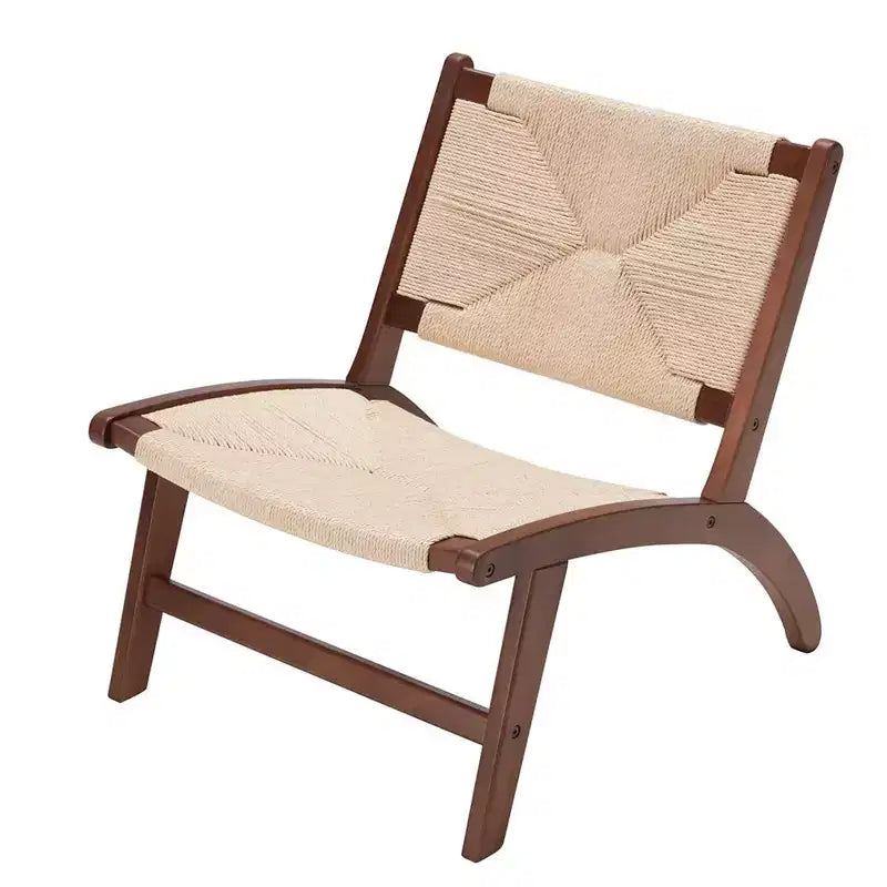 Poltrona Moderna Boho - Legno di faggio scandinavo, Seduta e schienale intrecciati in iuta (Ambra chiaro-Beige)