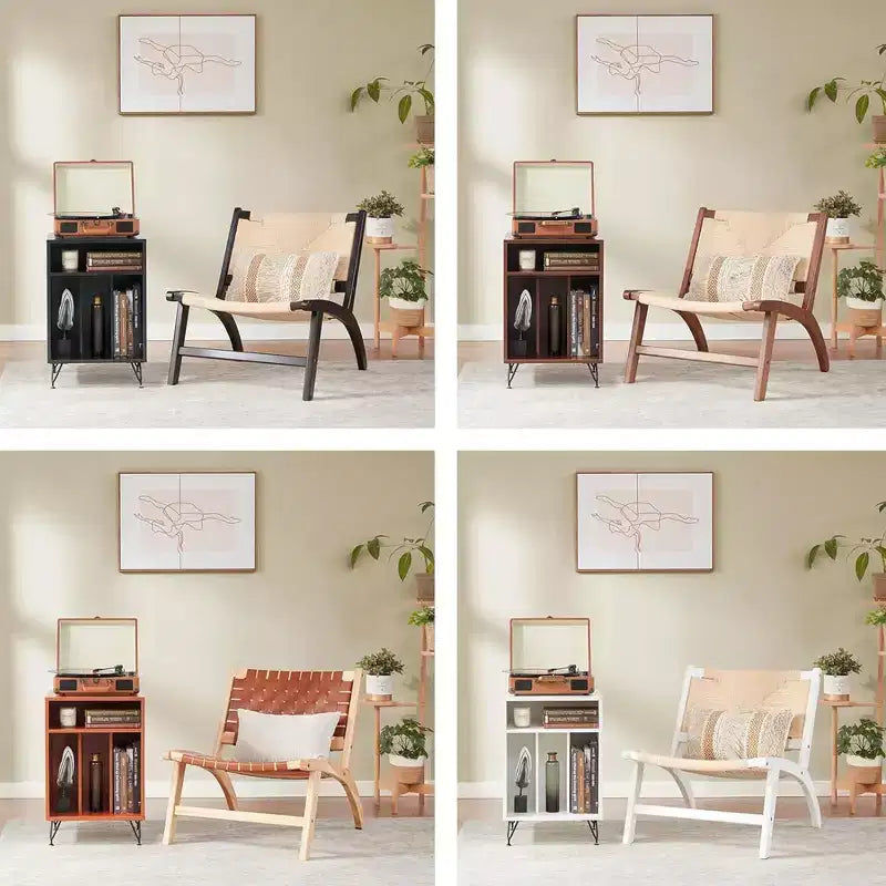 Poltrona Moderna Boho - Legno di faggio scandinavo, Seduta e schienale intrecciati in iuta (Ambra chiaro-Beige)