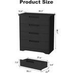Comò moderno a 4 cassetti con maniglie integrate, cassetti scorrevoli e design anti-ribaltamento, cassettiera in legno per cameretta, camera da letto, soggiorno