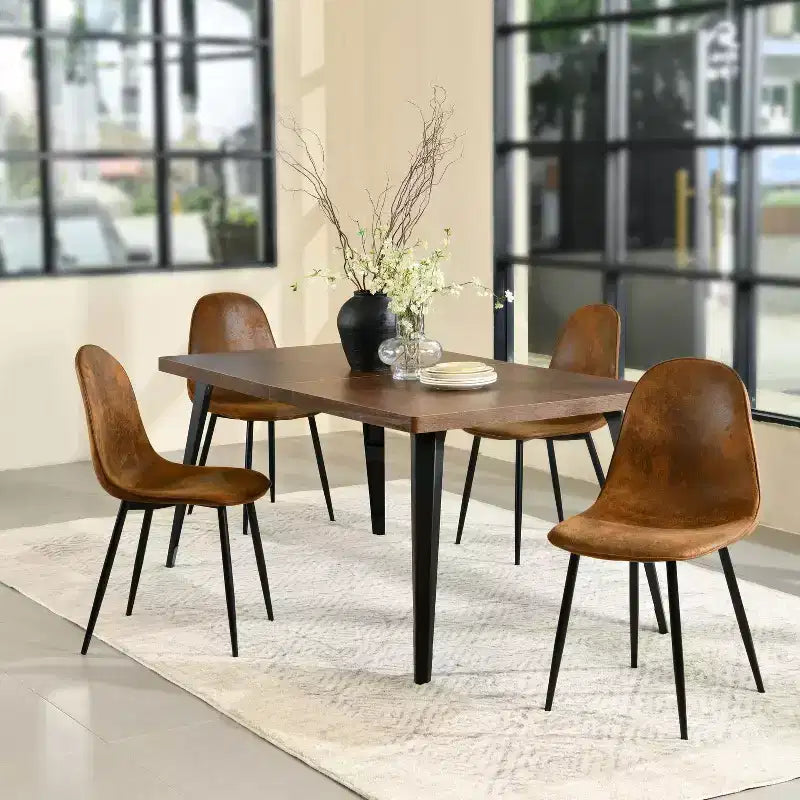 Tavolo da pranzo moderno industriale, tavolo rettangolare da 62,9 pollici per 4, per cucina o sala da pranzo