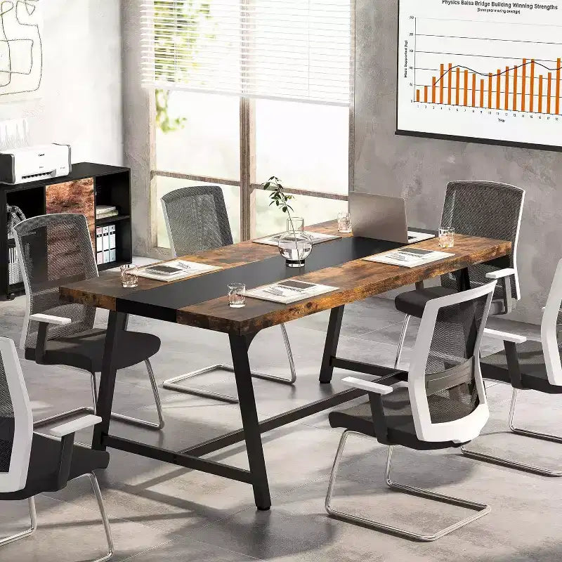 Moderna Scrivania Direzionale Grande, Scrivania da Ufficio per Computer con Telaio in Metallo Spesso, Spazioso Tavolo da Conferenza Commerciale per Ufficio, Studio