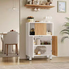 Credenza Madia con Contenitore, Armadietti con Porta Scorrevole a Fienile, Ripiani Regolabili, Mobile Contenitore per Ingresso Sala da Pranzo Soggiorno