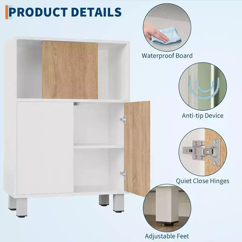 Credenza Madia con Contenitore, Armadietti con Porta Scorrevole a Fienile, Ripiani Regolabili, Mobile Contenitore per Ingresso Sala da Pranzo Soggiorno