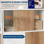 Credenza Madia con Contenitore, Armadietti con Porta Scorrevole a Fienile, Ripiani Regolabili, Mobile Contenitore per Ingresso Sala da Pranzo Soggiorno