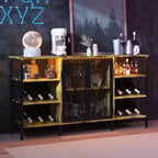 Mobile Bar Industriale, Credenza Portabottiglie con Ripiani per Sala da Pranzo o Soggiorno