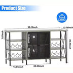 Mobile Bar Industriale, Credenza Portabottiglie con Ripiani per Sala da Pranzo o Soggiorno