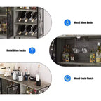Mobile Bar Industriale, Credenza Portabottiglie con Ripiani per Sala da Pranzo o Soggiorno