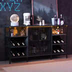 Mobile Bar Industriale, Credenza Portabottiglie con Ripiani per Sala da Pranzo o Soggiorno