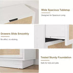 Comodino a 5 cassetti in rattan per camera da letto, corpo e gambe del mobile integrati, cassettiera in legno per corridoi, ingressi e armadi, facile montaggio