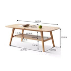 Tavolino da Salotto con Struttura in Rovere 100% Premium, 47x22 / 40x20 a 2 Livelli, Basso Naturale per Soggiorno, Tavolino Basso d'Appoggio, Facile da Montare