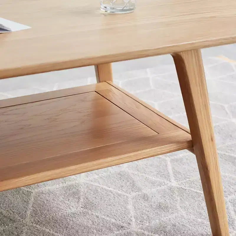 Tavolino da Salotto con Struttura in Rovere 100% Premium, 47x22 / 40x20 a 2 Livelli, Basso Naturale per Soggiorno, Tavolino Basso d'Appoggio, Facile da Montare