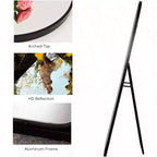 Specchio intero ad arco nero, 58x18 con cornice in alluminio. Utilizzabile come specchio da pavimento autoportante o a parete