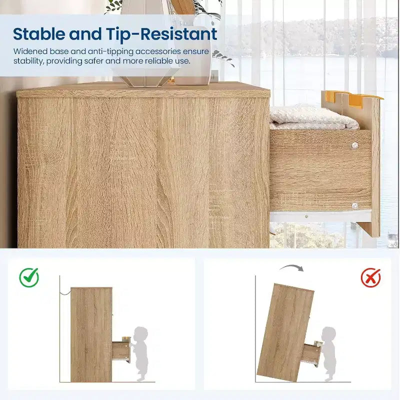 Comò scanalato da 55 pollici con maniglie dorate, comò organizer a 10 cassetti, cassettiera lunga moderna per camera da letto, naturale